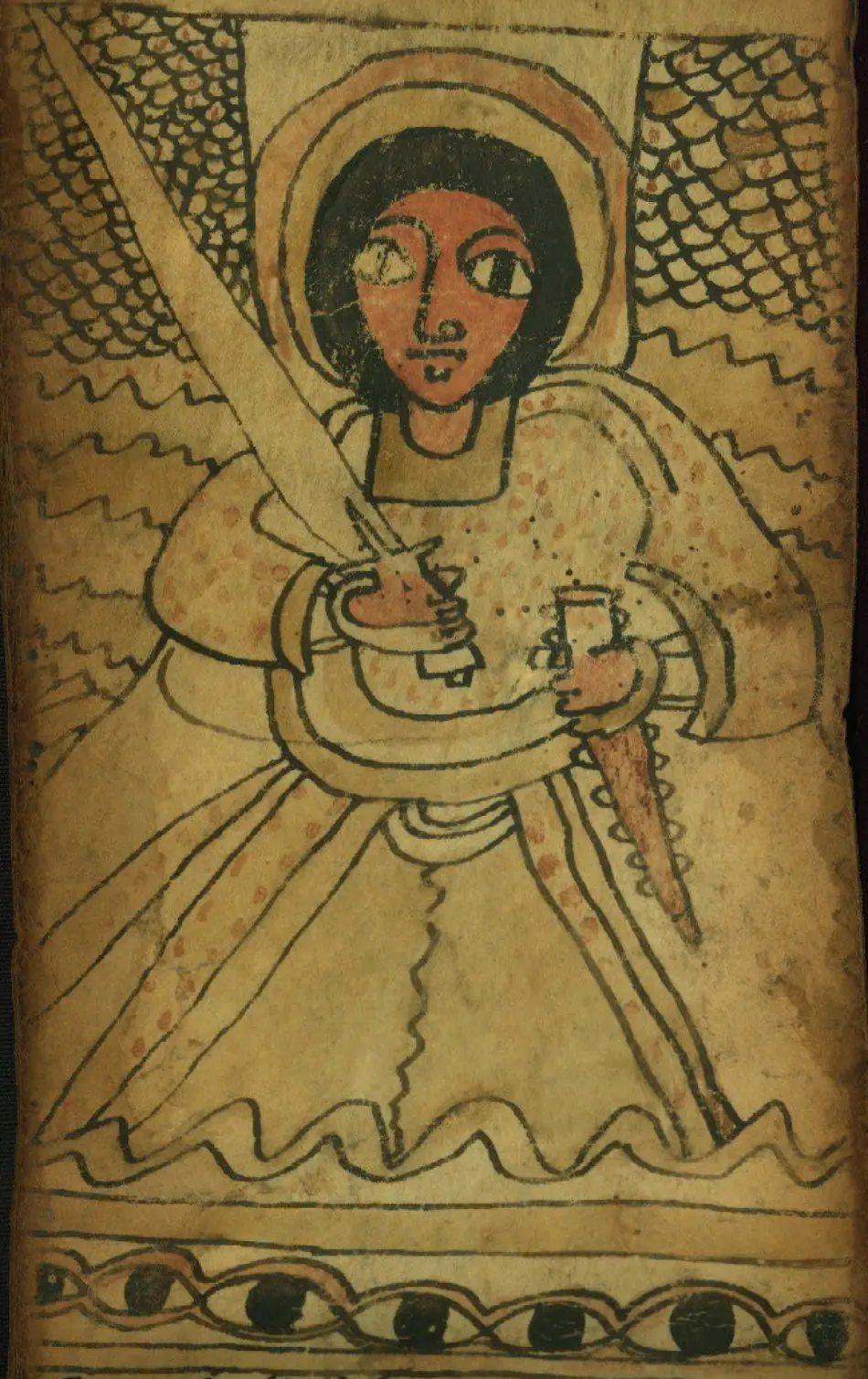 O arcanjo Fanuel num rolo etíope