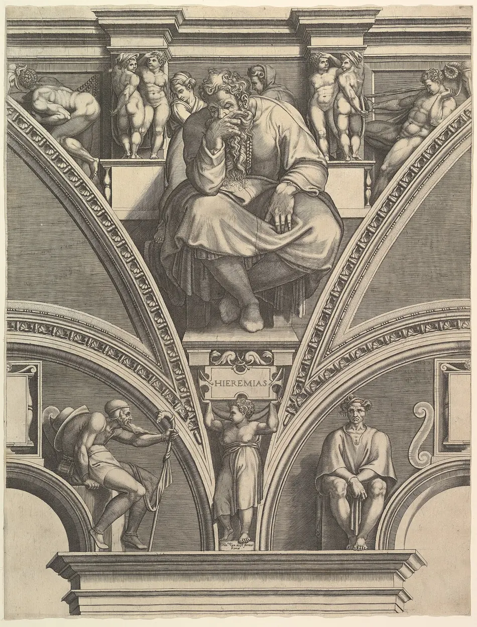 Jeremias, gravura de Ghisi a partir de Michelangelo