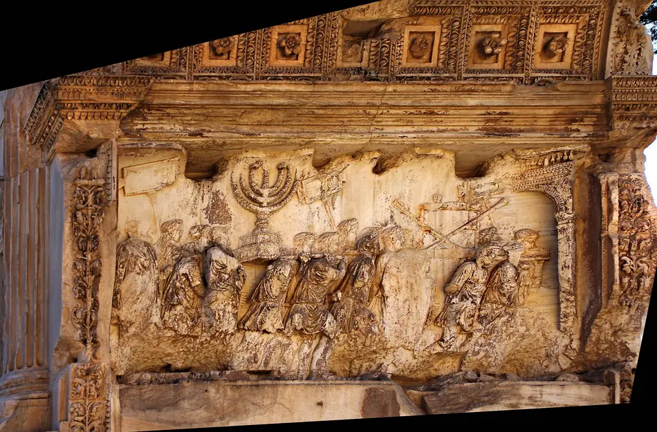 O candelabro de sete braços no Arco de Tito